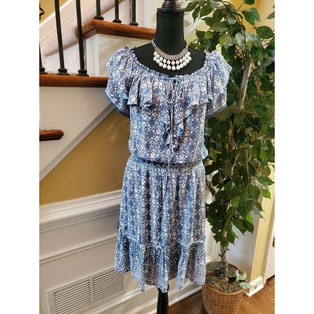 American Rag Off-the-Shoulder Ruffle Dress Blue Plus Size Juniors 1X NWT